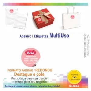 Adesivo papel autocolante personalizado - FORMATO REDONDO - Tamanho - 3x3 cm